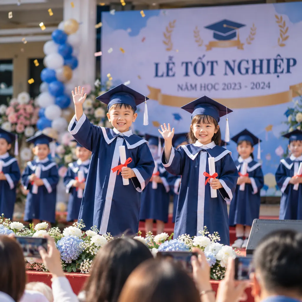 Kindergarten children celebrating their graduation